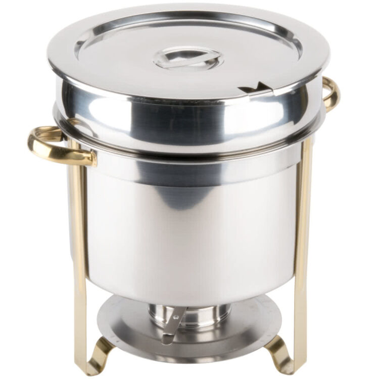 Deluxe 11 Qt. Dairy Marmite Soup Gold Trim Chafer Rental (KCF106)