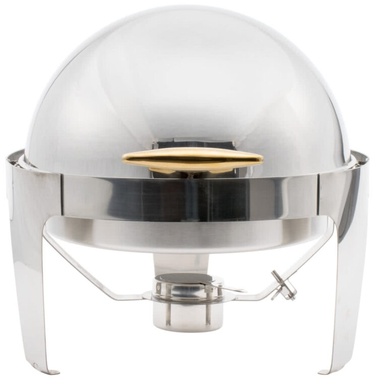 Supreme 6.5 Qt. Meat Round Roll Top Gold Trim Chafer Rental (KCF107)