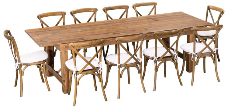 Antique Rustic Pine Farm Table Rental T118