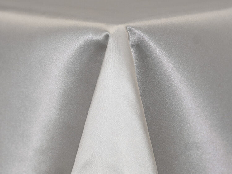 Silver Poly Satin Tablecloth Rental