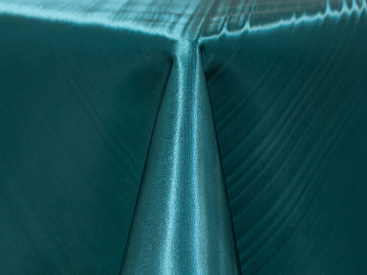 Teal Poly Satin Tablecloth Rental