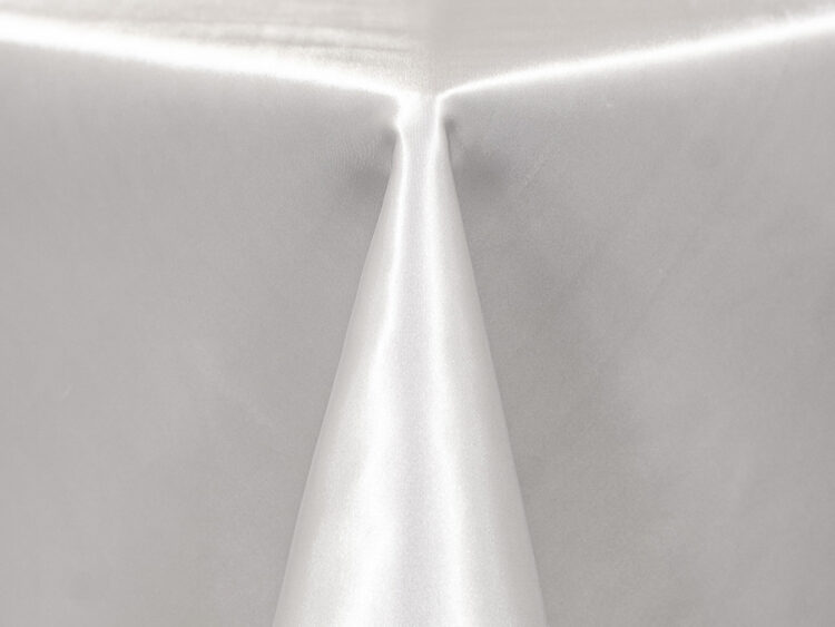 White Poly Satin Tablecloth Rental