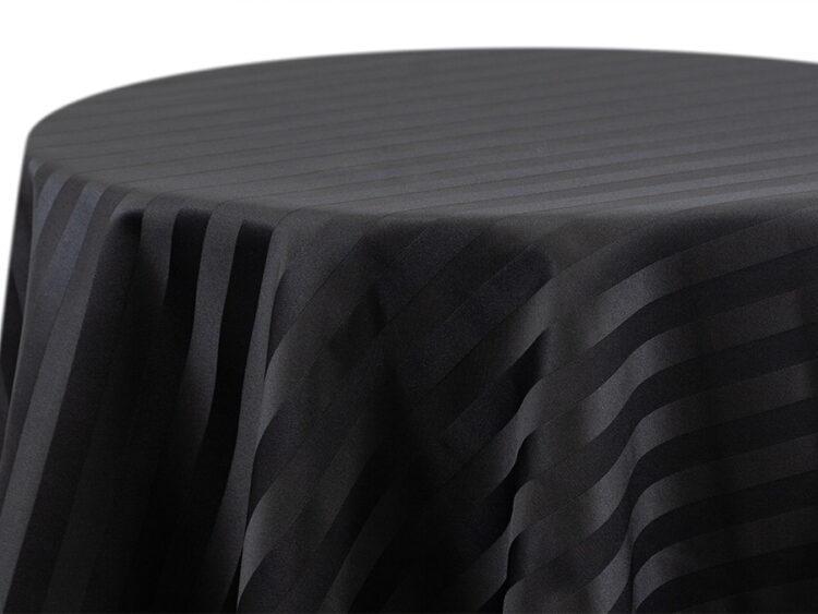 Black Satin Stripe Tablecloth Rental
