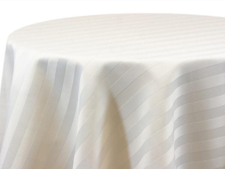 Ivory Satin Stripe Tablecloth Rental
