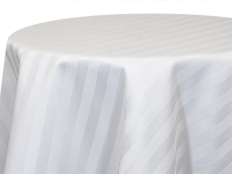 White Satin Stripe Tablecloth Rental