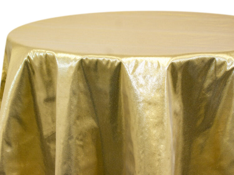 Gold Tissue Lame Tablecloth Rental