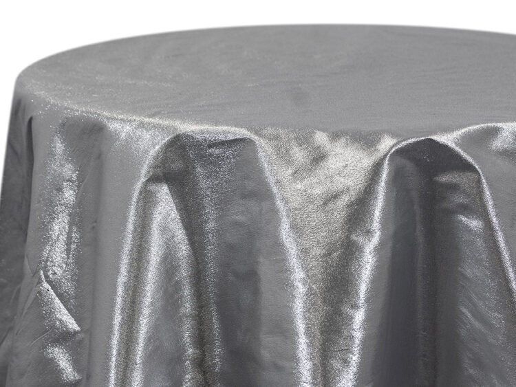 Silver Tissue Lame Tablecloth Rental