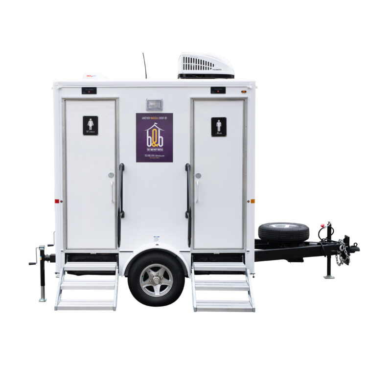 Small Gold Restroom Trailer Rental