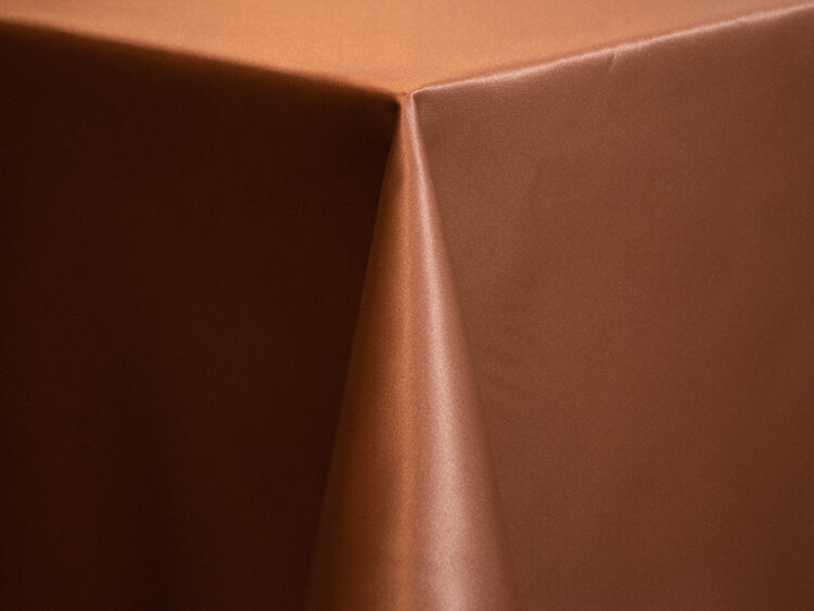 Spiced Cider Lamour Matte Satin Tablecloth Rental