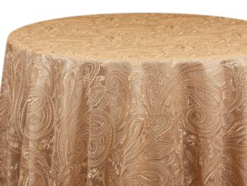 Champagne Paisley Lace Tablecloth Rental