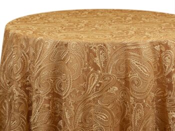 Gold Paisley Lace Tablecloth Rental