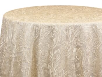 Ivory Paisley Lace Tablecloth Rental