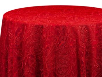 Red Paisley Lace Tablecloth Rental