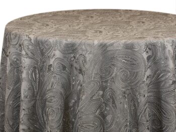 Silver Paisley Lace Tablecloth Rental