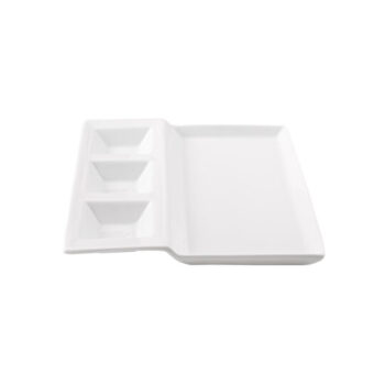 Sava White 4 Sectional Square Plate 10.25"