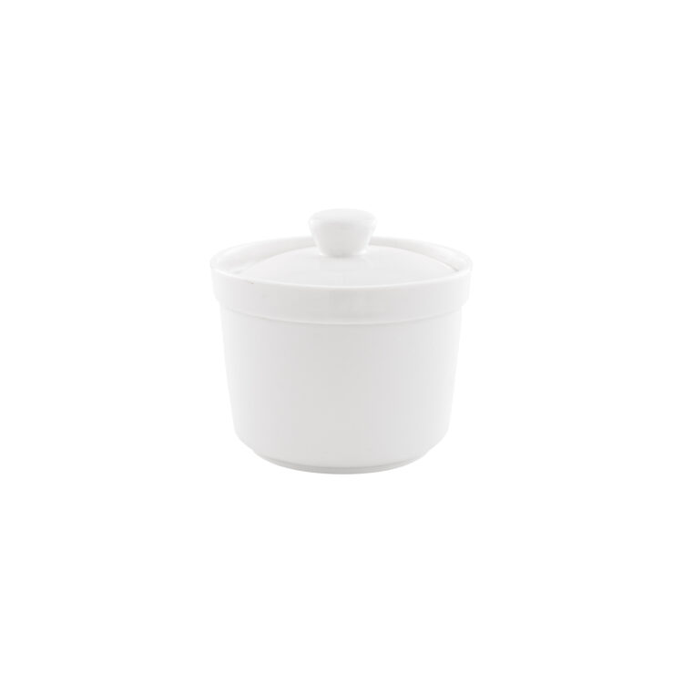 Sava White Soup Bowl 12.5 oz, 4.5" with Cover