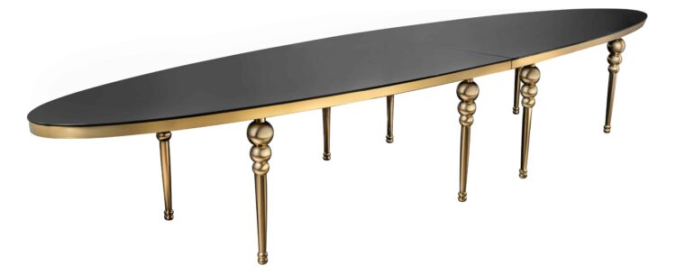 Capri Oval Gold Glass Top Table T201