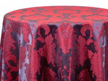 Red Mulberry Alex Demask Tablecloth Rental